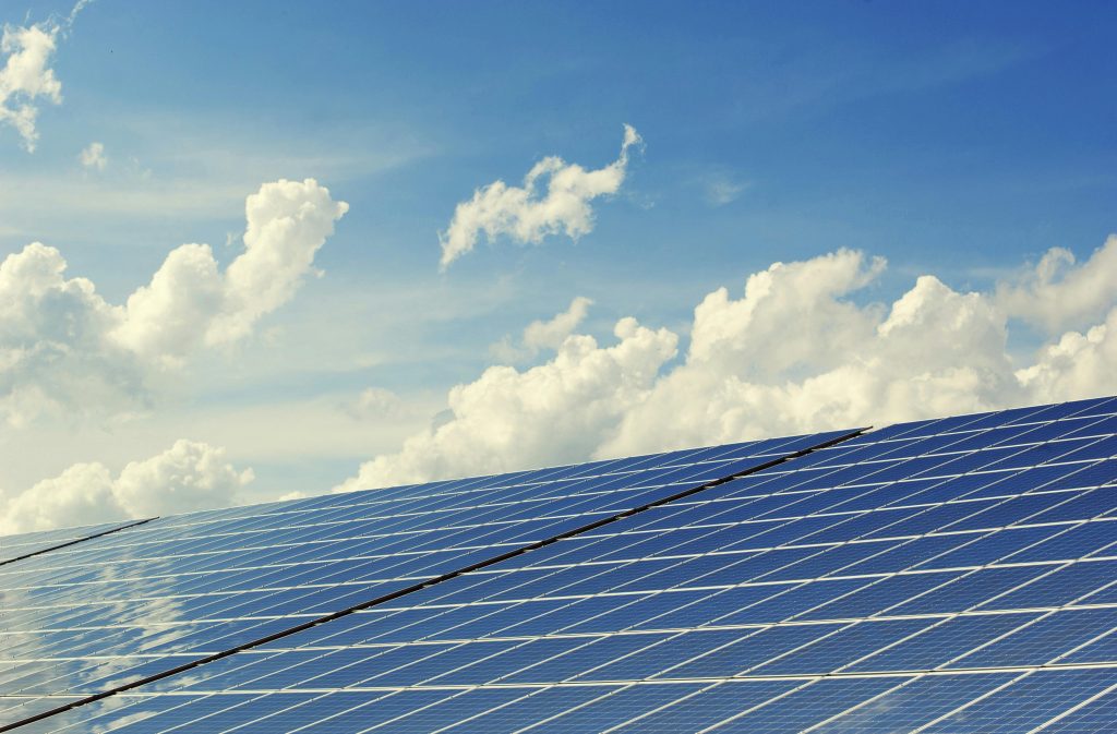 solar panel technology against the blue sky